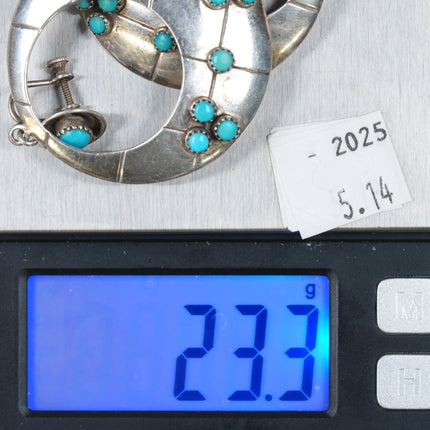 50's Frank Patania sr Southwestern Modernist sterling silver turquoise earrings - Estate Fresh Austin