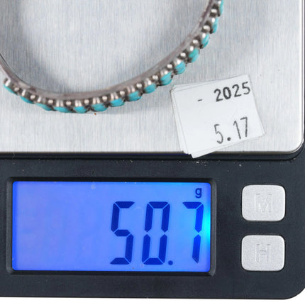 6.6" 30's-40's Zuni sterling silver 3 row snake eye turquoise cuff bracelet - Estate Fresh Austin