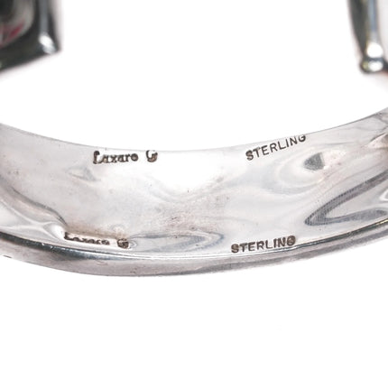 6.2" Lazaro Gutierrez sterling silver #8 turquoise channel inlay cuff bracelet - Estate Fresh Austin