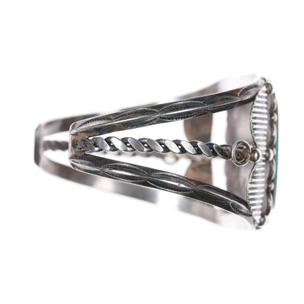 6.65" c1950's Navajo Lone Mountain turquoise sterling silver cuff bracelet - Estate Fresh Austin
