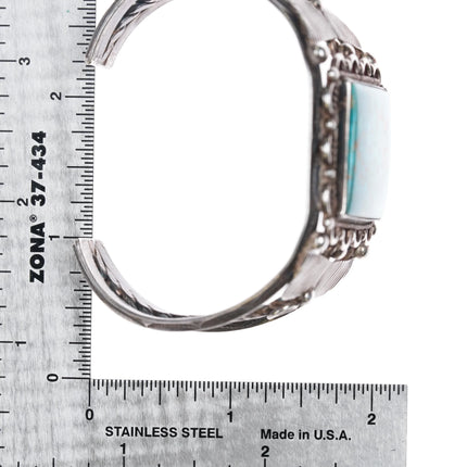 6.65" c1950's Navajo Lone Mountain turquoise sterling silver cuff bracelet - Estate Fresh Austin