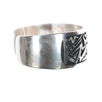 6.5" Verden Mansfield Hopi Overlay cuff bracelet Eagle Dancer sterling silver - Estate Fresh Austin