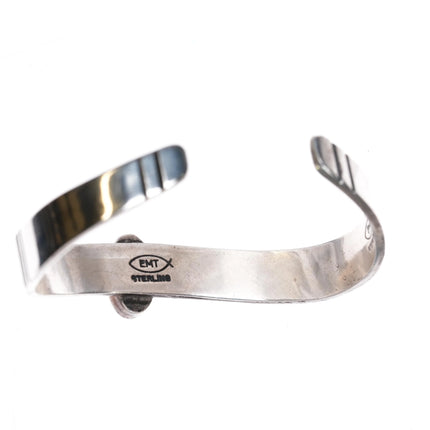 6.25" Everett and Mary Teller Navajo Overlay Coral Sterling silver cuff bracelet - Estate Fresh Austin