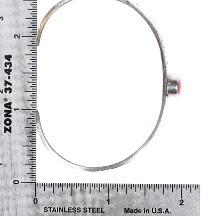 6.25" Everett and Mary Teller Navajo Overlay Coral Sterling silver cuff bracelet - Estate Fresh Austin
