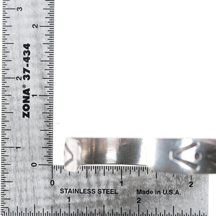 6.35" Vintage Navajo sterling silver CW Hand stamped cuff bracelet w/turquoise - Estate Fresh Austin