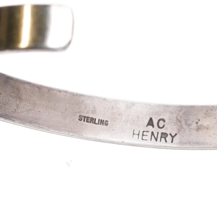6.5" Andrew Henry Navajo sterling silver storyteller cuff bracelet overlay - Estate Fresh Austin