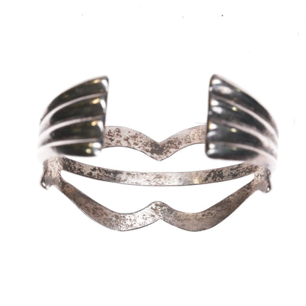6" 40's-50's Navajo cast sterling silver mouth/lips shaped cuff bracelet - Estate Fresh Austin