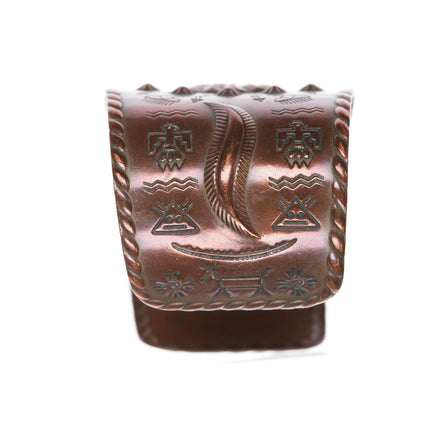 6.6" c1950's Large Bell Trading Post copper repousse Southwestern cuff bracelet - Estate Fresh Austin