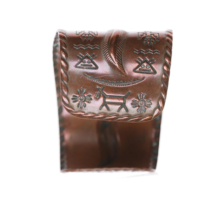 6.6" c1950's Large Bell Trading Post copper repousse Southwestern cuff bracelet - Estate Fresh Austin