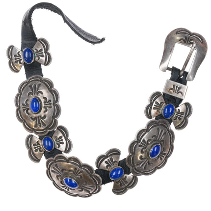 6.25" Larry Sandoval Navajo Sterling silver butterfly concho lapis bracelet - Estate Fresh Austin