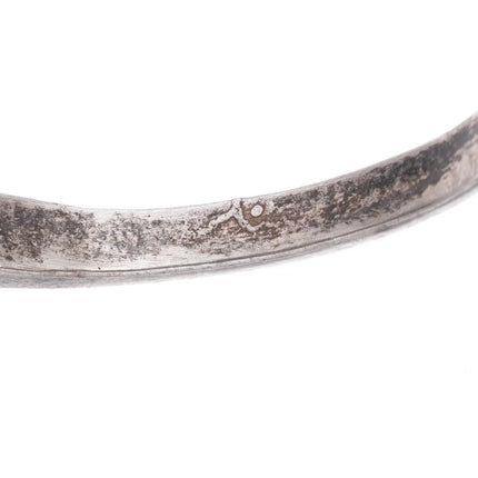 6.1" Zuni sterling silver Mother of pearl inlay stacker vintage cuff bracelet - Estate Fresh Austin