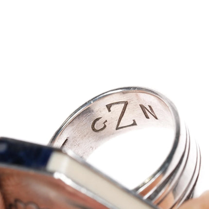 sz7 Gibson Nez Navajo/Apache sterling silver high grade stone inlay coral ring - Estate Fresh Austin