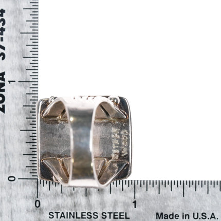 Sz10 Amazing, Large Esther Wood Navajo sterling silver Fox Turquoise ring - Estate Fresh Austin