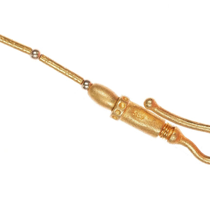 585 14k gold Natural turquoise graduated tab beaded necklace - Estate Fresh Austin