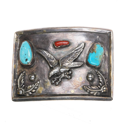 Vintage Navajo Patriotic Eagle with Lightning bolts sterling silver belt buckle - Estate Fresh Austin