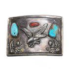Vintage Navajo Patriotic Eagle with Lightning bolts sterling silver belt buckle - Estate Fresh Austin