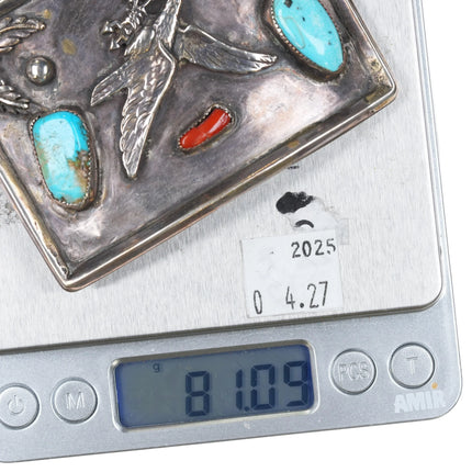 Vintage Navajo Patriotic Eagle with Lightning bolts sterling silver belt buckle - Estate Fresh Austin