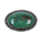 c1950 Navajo Green turquoise pin sterling silver beaded rim - Estate Fresh Austin