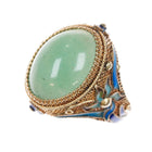 sz7.5 Adjustable c1940's Chinese gilt sterling enamel jade ring - Estate Fresh Austin