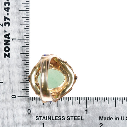 sz7.5 Adjustable c1940's Chinese gilt sterling enamel jade ring - Estate Fresh Austin