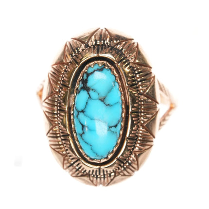 sz8.5 Hopi 14k gold high grade turquoise ring Native American - Estate Fresh Austin