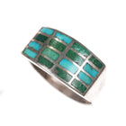 sz11.25 c1950 Zuni sterling silver turquoise delicate channel inlay ring - Estate Fresh Austin