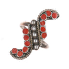 sz6 Dishta Zuni coral flush inlay sterling silver ring - Estate Fresh Austin