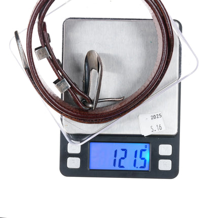 1950's Crockett Vintage Sterling silver ranger buckle set on leather 28" belt - Estate Fresh Austin