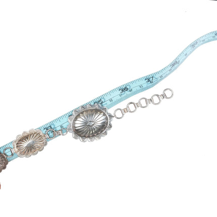 37.5" S Heavy Navajo sterling silver link concho belt with fluted edge - Estate Fresh Austin
