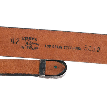 Vintage Navajo sterling silver ranger buckle set on 42" belt. - Estate Fresh Austin