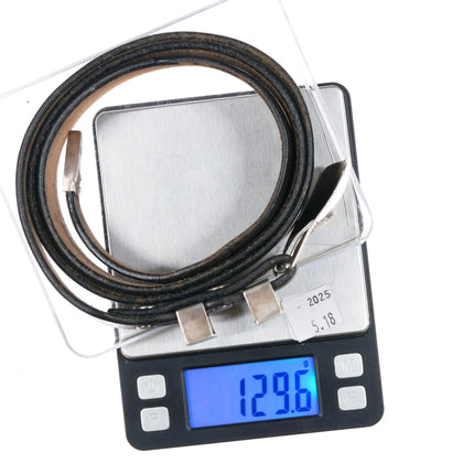 Vintage Navajo sterling silver ranger buckle set on 38" belt Uncle Sam W - Estate Fresh Austin