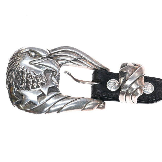 Sterling Silver Patriotic Freedom Eagle 1" Ranger belt buckle set Al Beres - Estate Fresh Austin