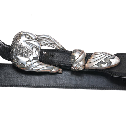 Sterling Silver Patriotic Freedom Eagle 1" Ranger belt buckle set Al Beres - Estate Fresh Austin