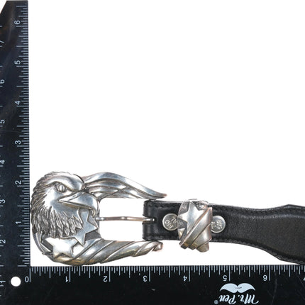 Sterling Silver Patriotic Freedom Eagle 1" Ranger belt buckle set Al Beres - Estate Fresh Austin