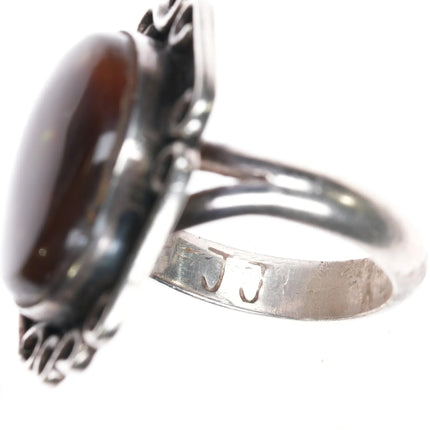 sz7.5 c1960's Vintage Navajo Arizona Fire Agate ring sterling silver JJ - Estate Fresh Austin