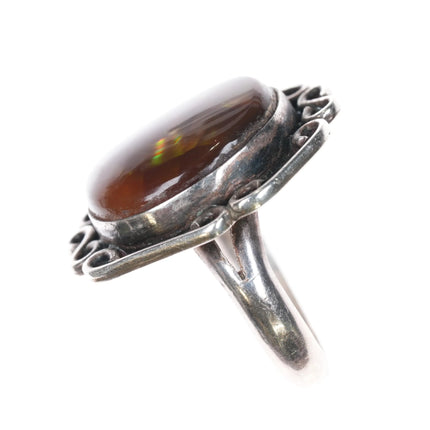 sz7.5 c1960's Vintage Navajo Arizona Fire Agate ring sterling silver JJ - Estate Fresh Austin