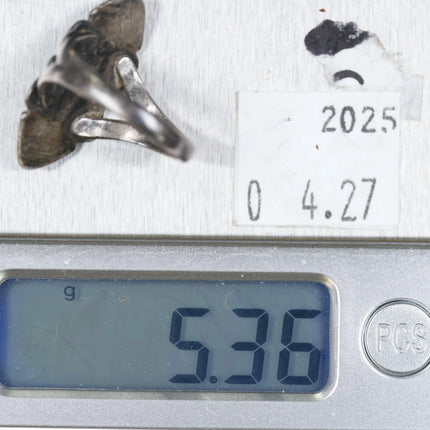 sz7.5 40's-50's Southwestern sterling silver high grade webbed turquoise ring - Estate Fresh Austin