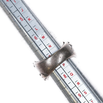 sz7.5 1950's Navajo Blue Gem turquoise sterling silver leaf design ring - Estate Fresh Austin