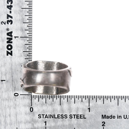 sz7.5 1950's Navajo Blue Gem turquoise sterling silver leaf design ring - Estate Fresh Austin