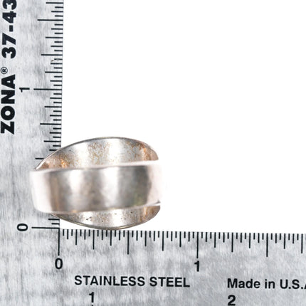 sz10.5 vintage Navajo sterling silver turquoise channel inlay modernist ring - Estate Fresh Austin