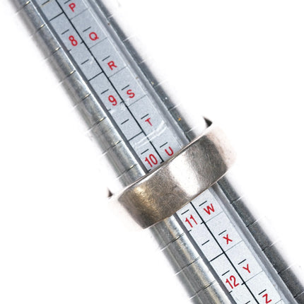 sz10.5 vintage Navajo sterling silver turquoise channel inlay modernist ring - Estate Fresh Austin