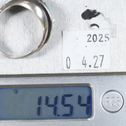 sz10.5 vintage Navajo sterling silver turquoise channel inlay modernist ring - Estate Fresh Austin