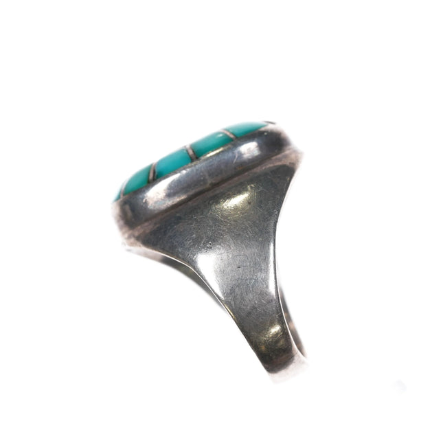 Sz9 Dickie & Amy Quandelacy Blue Gem turquoise hummingbird ring sterling silver - Estate Fresh Austin