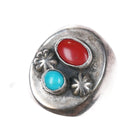 sz10 70's-80's Mexican sterling silver turquoise and coral southwestern ring - Estate Fresh Austin