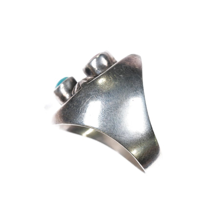 sz10 70's-80's Mexican sterling silver turquoise and coral southwestern ring - Estate Fresh Austin
