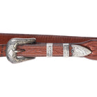 1950's Crockett Vintage Sterling silver ranger buckle set on leather 28