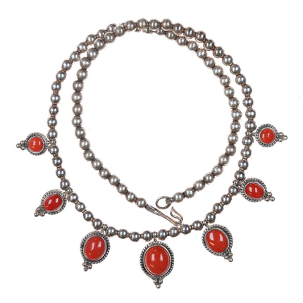 JM Barbje Navajo sterling silver Mediterranean red coral necklace - Estate Fresh Austin