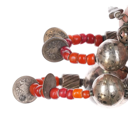 Antique Guatemalan Chachal Rosary cross necklace Sterling silver 1899 coins bead - Estate Fresh Austin