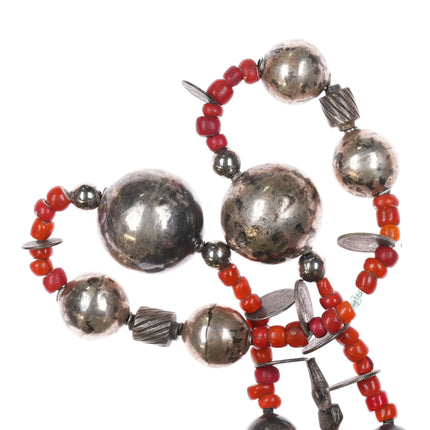 Antique Guatemalan Chachal Rosary cross necklace Sterling silver 1899 coins bead - Estate Fresh Austin