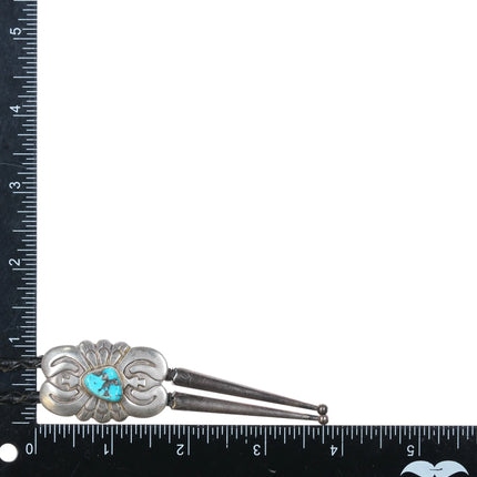 Vintage HK Navajo cast sterling silver bolo tie with turquoise - Estate Fresh Austin